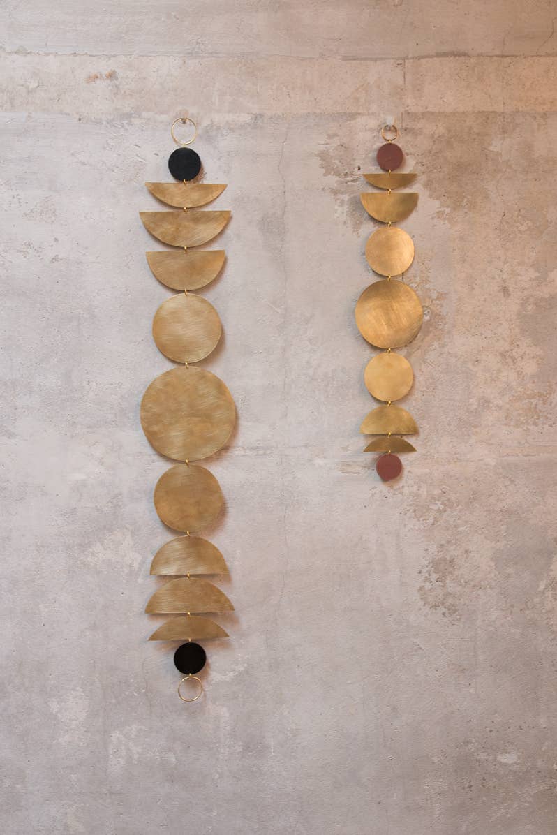 Brass and Recycled Paper Moon Phases Wall Hanging