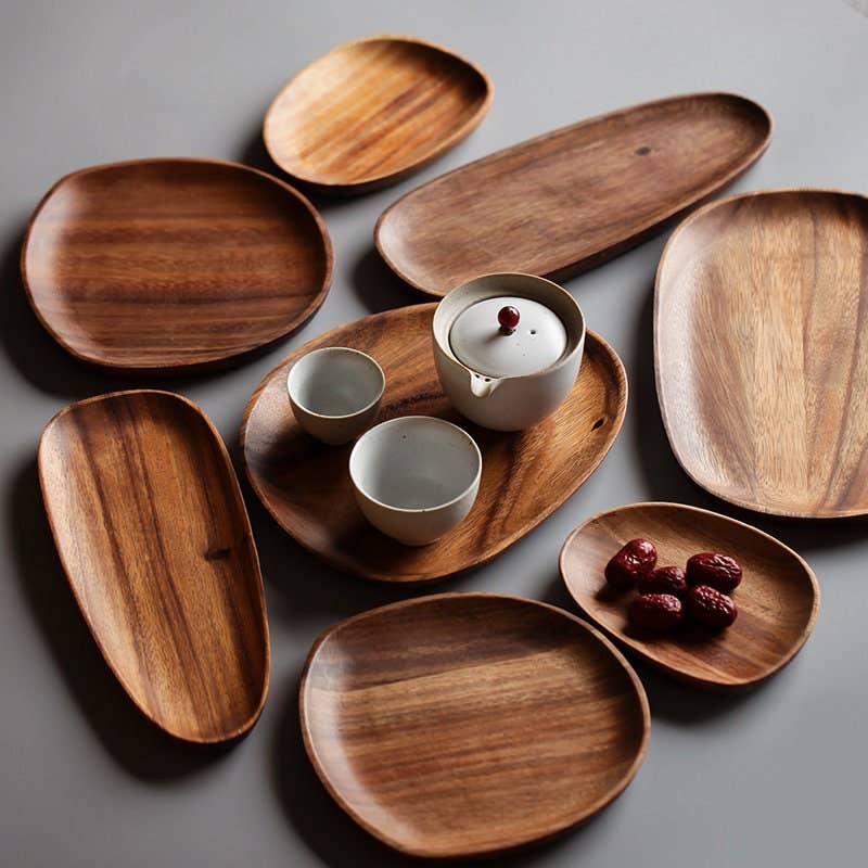 Bandejas de madera para té Gohobi Bandeja para servir Bandeja de madera Plato de madera Bandejas para té Gongfu (5 versiones) Chado japonés