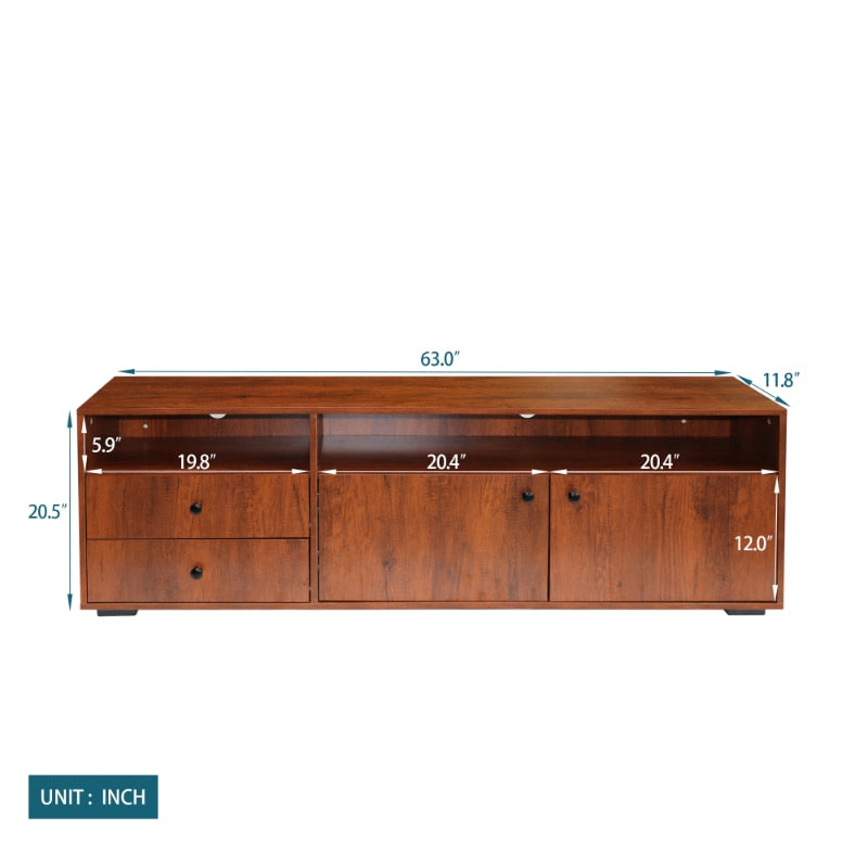 Modern Style Multi-storage Dark Brown TV Cabinet