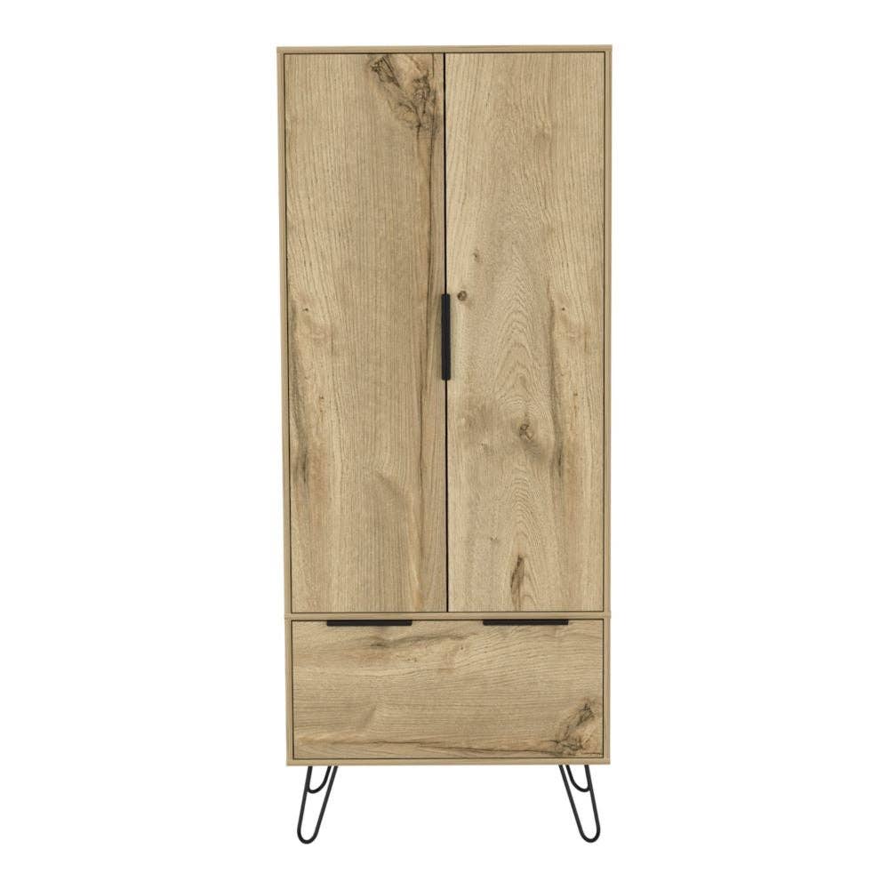 Skyoner Armoire, Double Door Cabinet, Light Oak Finish