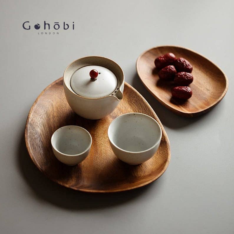 Gohobi Wooden Tea Trays Serving Tray Wood Tray Wood Plate Gongfu Tea Trays (5 Versions) Japanese Chado