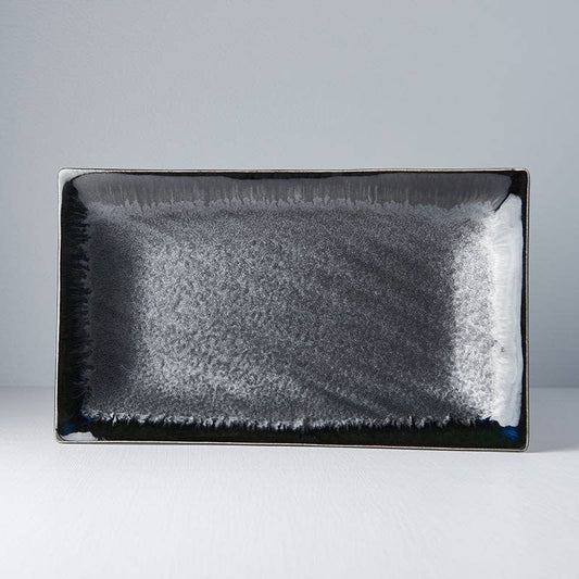 Japanese Matte Black with Shiny Edge rectangular platter 33cm