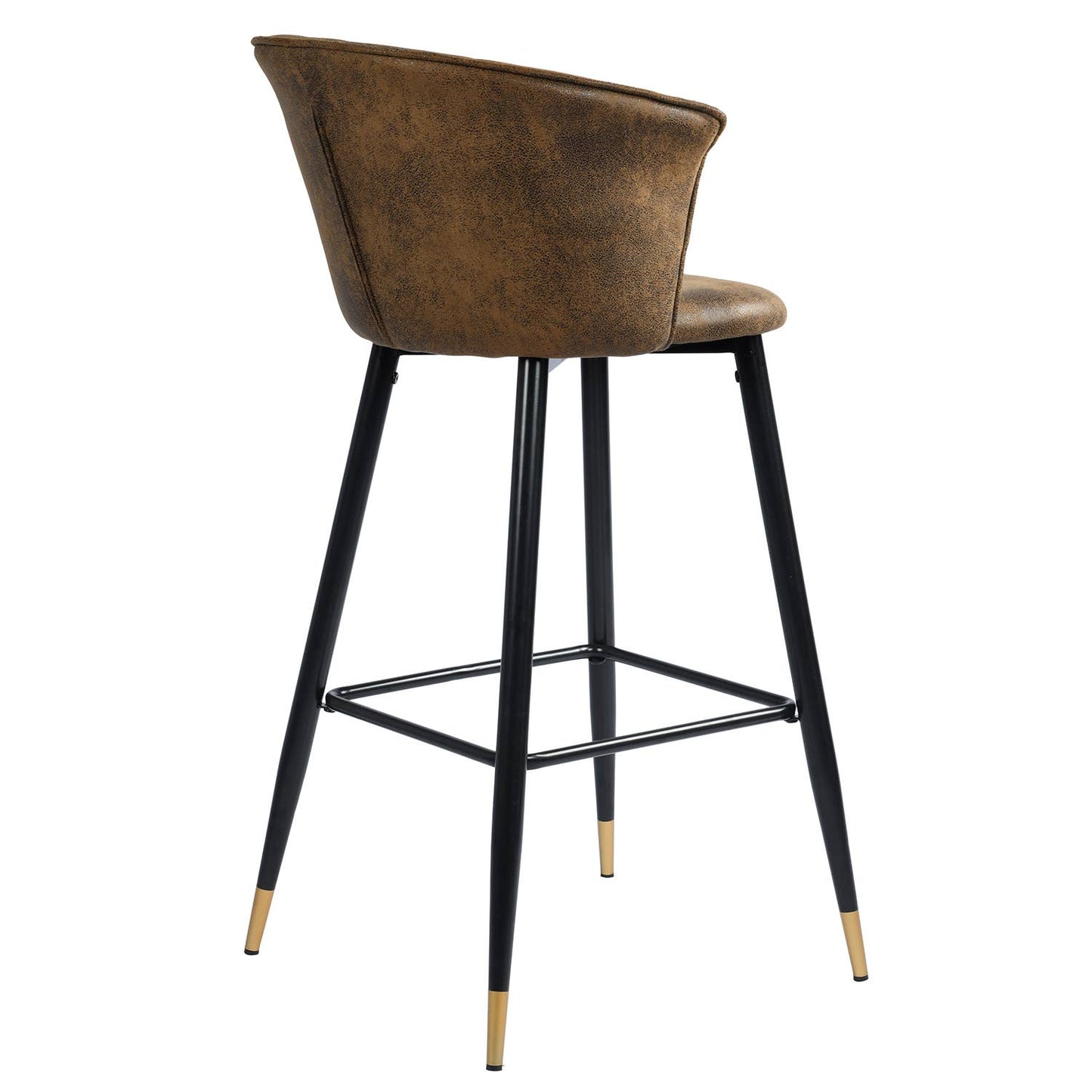 Pair of 30'' Counter & Bar Stools Vintage Brown Suede Fabric