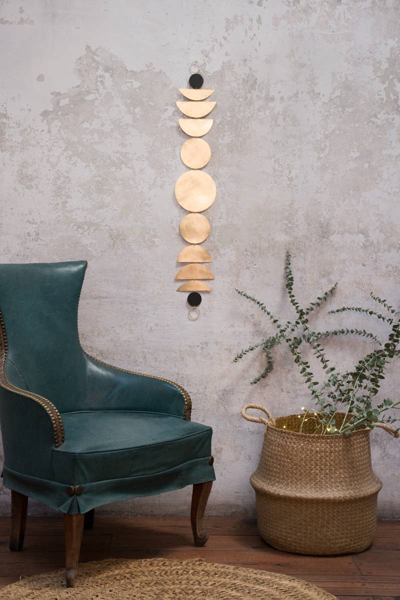 Brass and Recycled Paper Moon Phases Wall Hanging