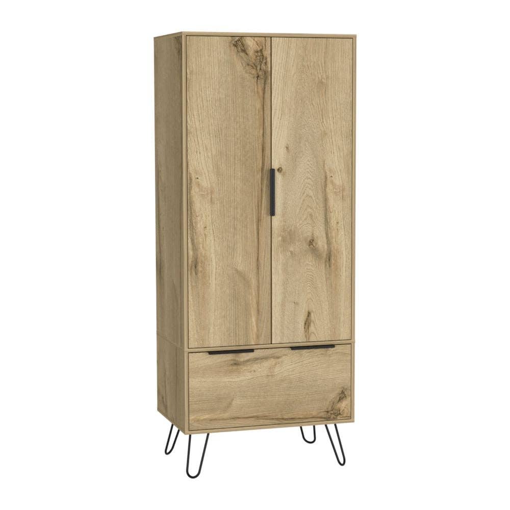 Skyoner Armoire, Double Door Cabinet, Light Oak Finish